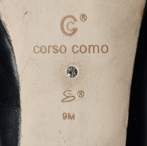 Corso Como Black Leather Heels Women's 9 - Picture 2 of 5